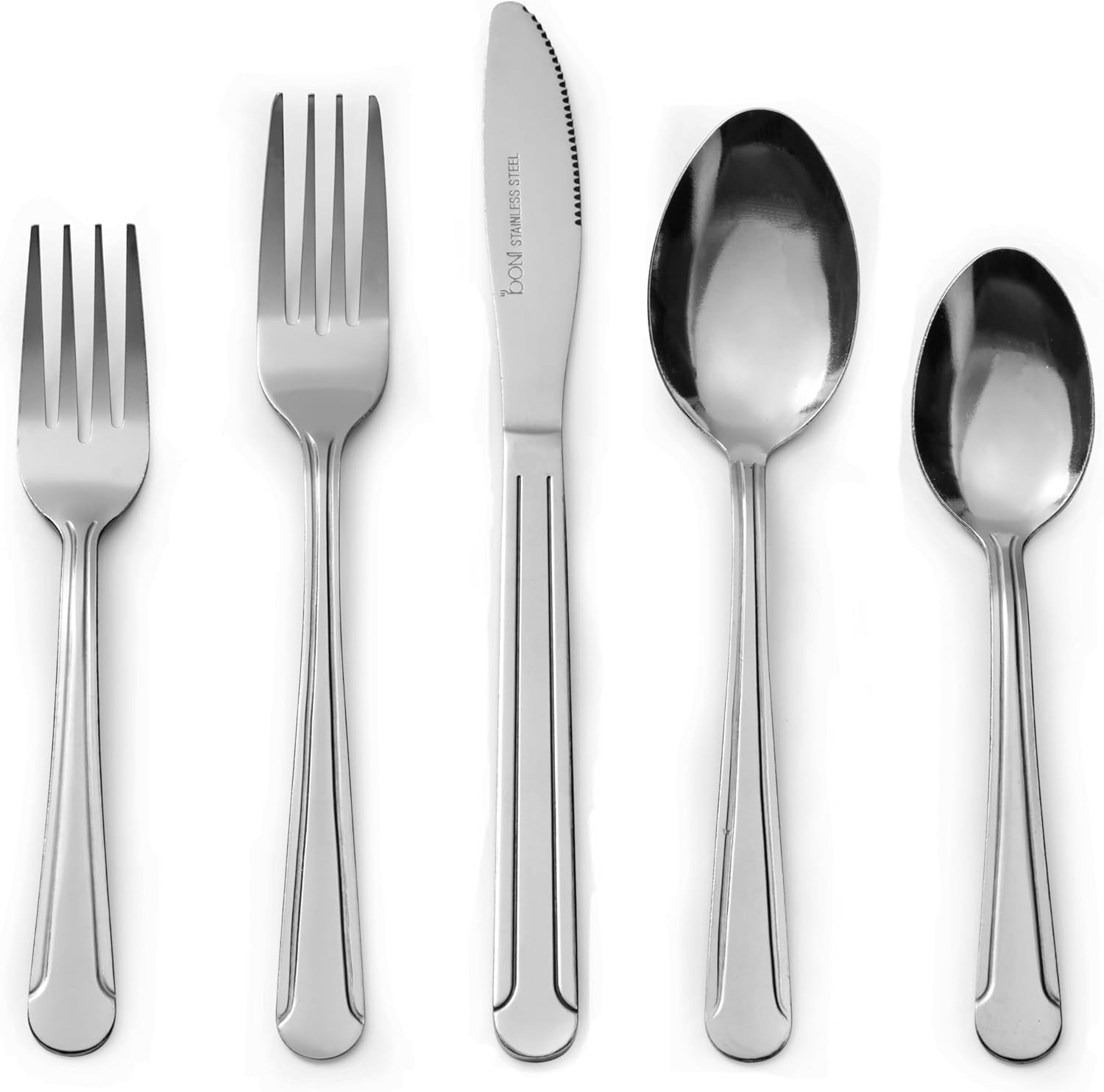Bon Camisole 20-Piece Stainless Steel Flatware Silverware Cutlery Set, Include Knife/Fork/Spoon, Dishwasher Safe, Service for 4