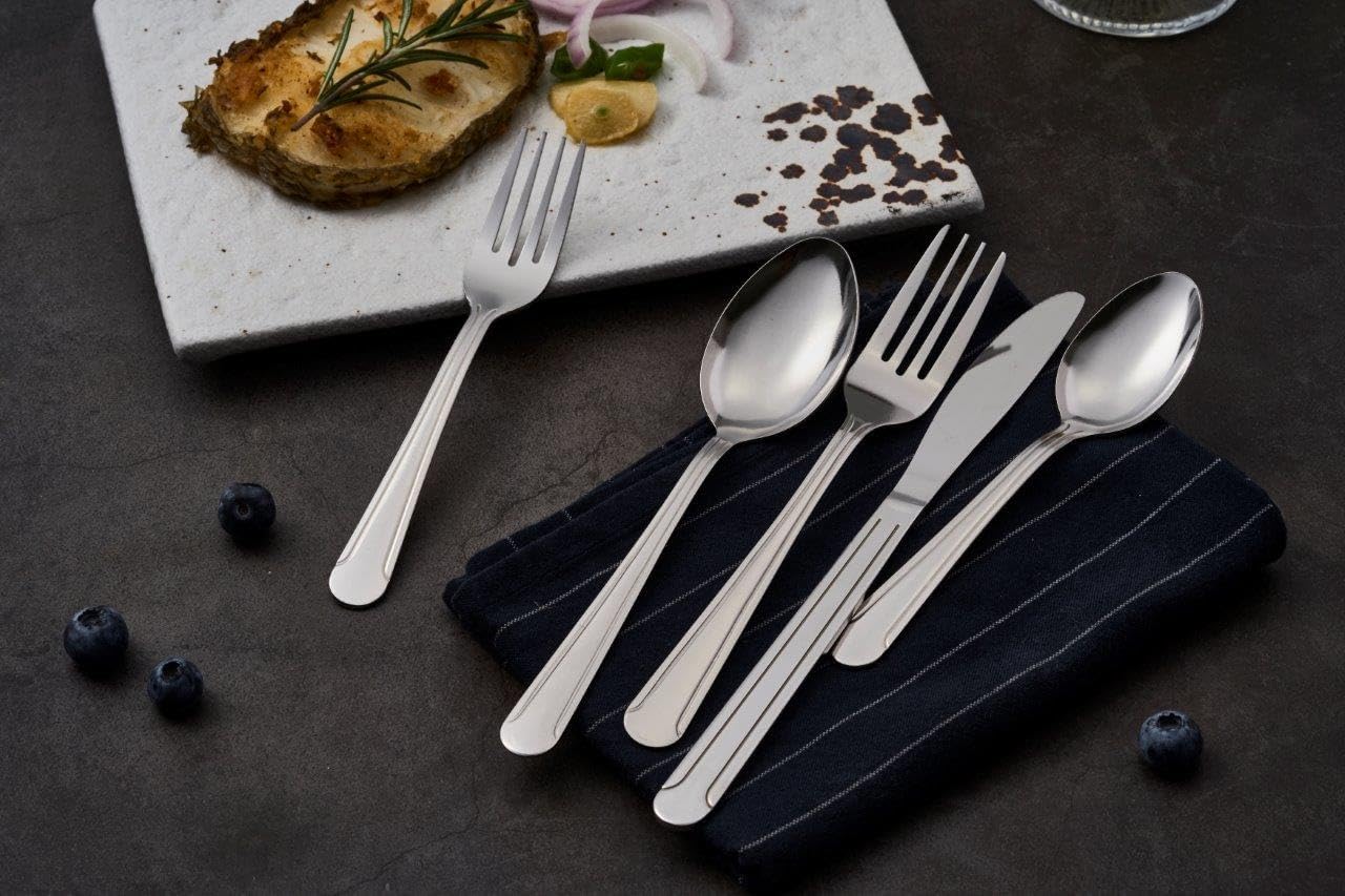 Bon Camisole 20-Piece Stainless Steel Flatware Silverware Cutlery Set, Include Knife/Fork/Spoon, Dishwasher Safe, Service for 4 - Image 4