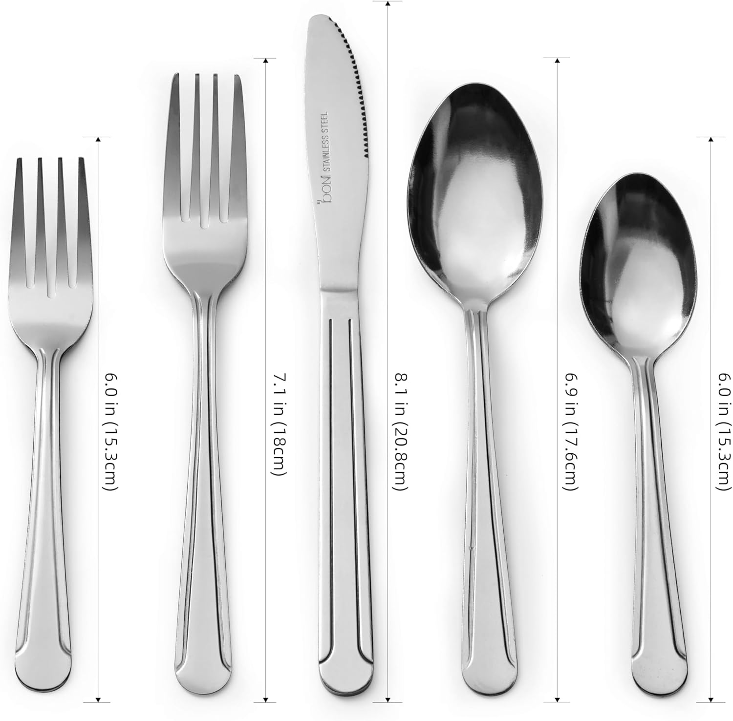 Bon Camisole 20-Piece Stainless Steel Flatware Silverware Cutlery Set, Include Knife/Fork/Spoon, Dishwasher Safe, Service for 4 - Image 7