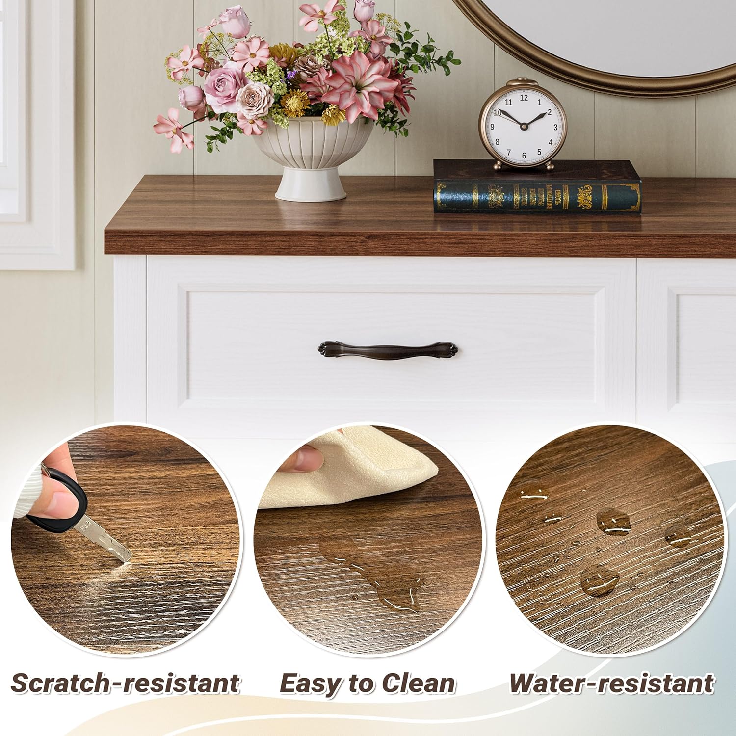 LIKIMIO White Dresser for Bedroom, Modern 6 Drawer Double Dresser for Bedroom with Black Handle, Wide Wood Dressers & Chests of Drawers, 6 Drawer Dressers for Hallway, White - Image 6