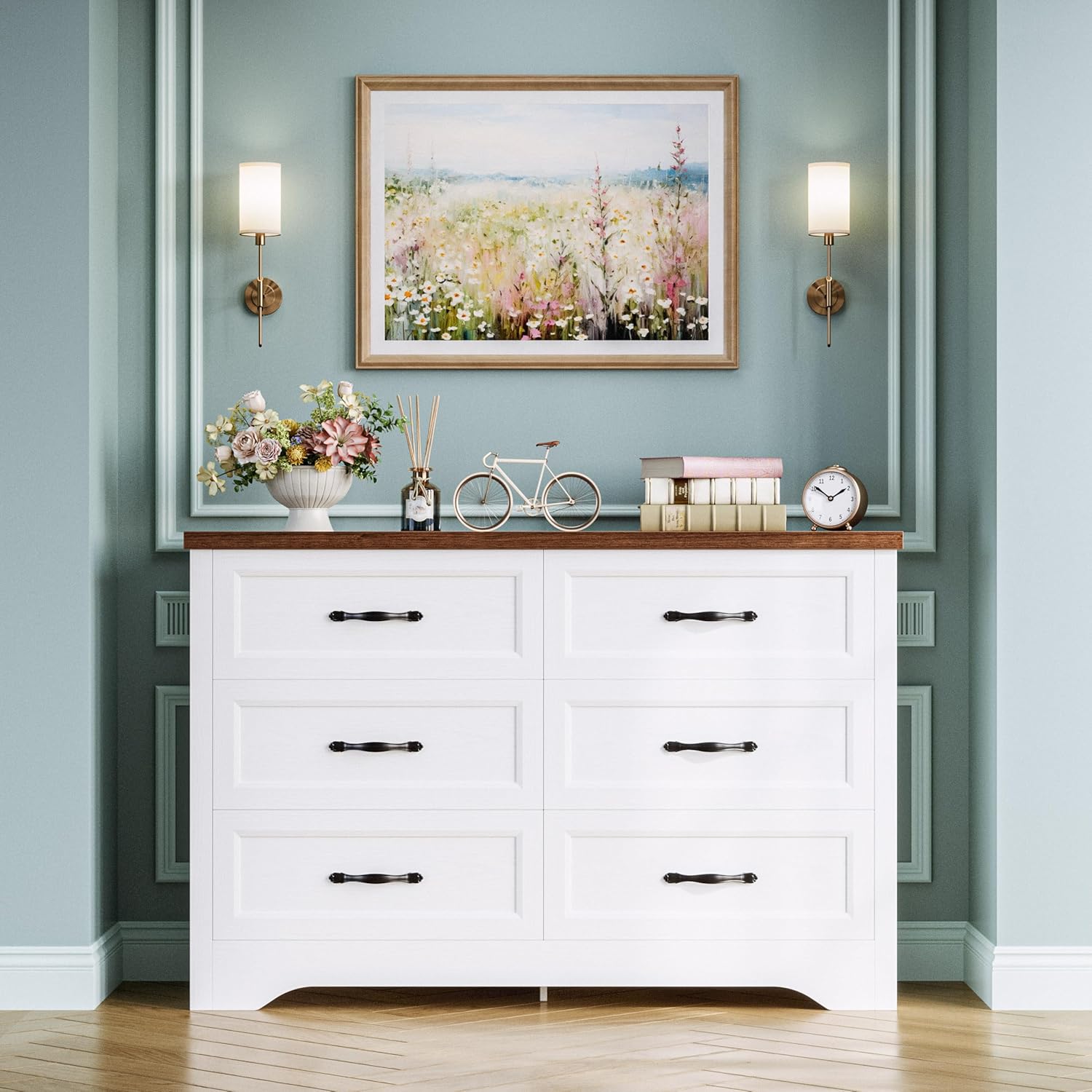 LIKIMIO White Dresser for Bedroom, Modern 6 Drawer Double Dresser for Bedroom with Black Handle, Wide Wood Dressers & Chests of Drawers, 6 Drawer Dressers for Hallway, White - Image 9