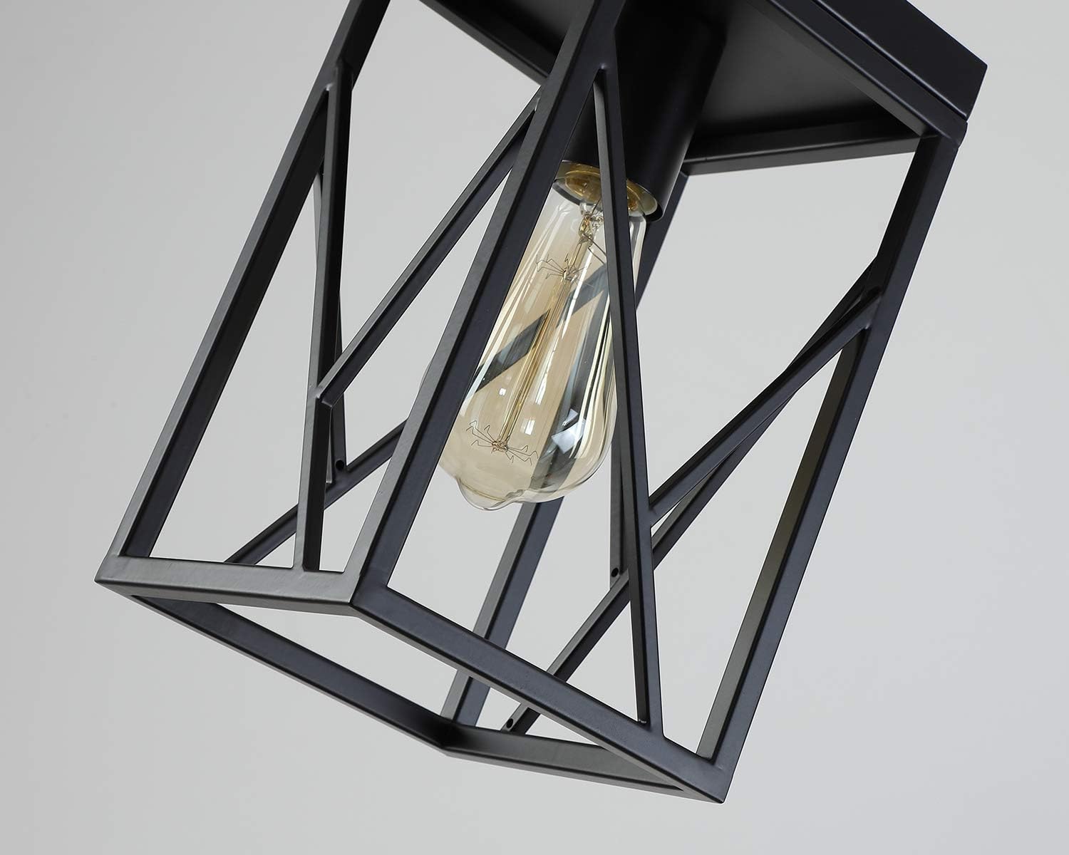 Modern Black Pendant Light with Metal Cage, One-Light Adjustable Rods Industrial Mini Pendant Lighting Fixture for Kitchen Island Cafe Bar Farmhouse, Black - Image 5