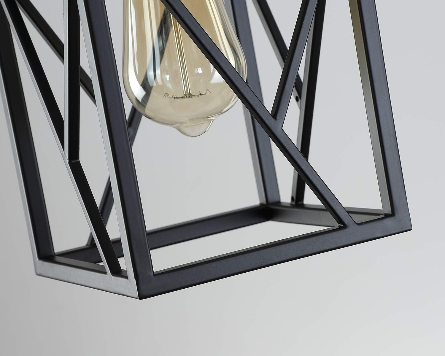 Modern Black Pendant Light with Metal Cage, One-Light Adjustable Rods Industrial Mini Pendant Lighting Fixture for Kitchen Island Cafe Bar Farmhouse, Black - Image 6