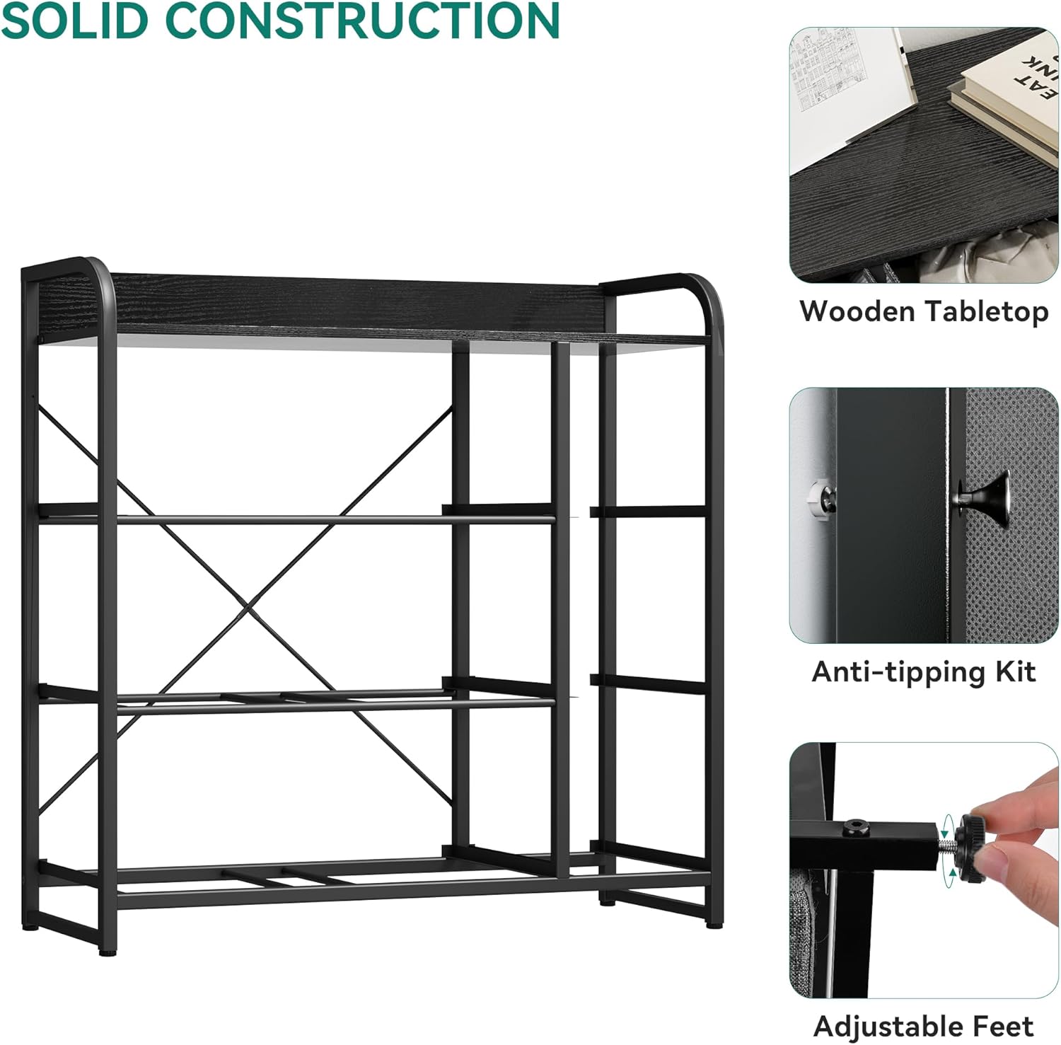 YITAHOME Fabric Dresser with 7 Drawers - Storage Tower with Large Capacity, Organizer Unit for Living Room - Sturdy Steel Frame, Easy Pull Fabric Bins & Wooden Top (Black/Grey) - Image 8